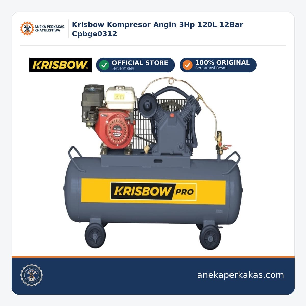 Krisbow Kompresor Angin 3Hp 120L 12Bar Cpbge0312