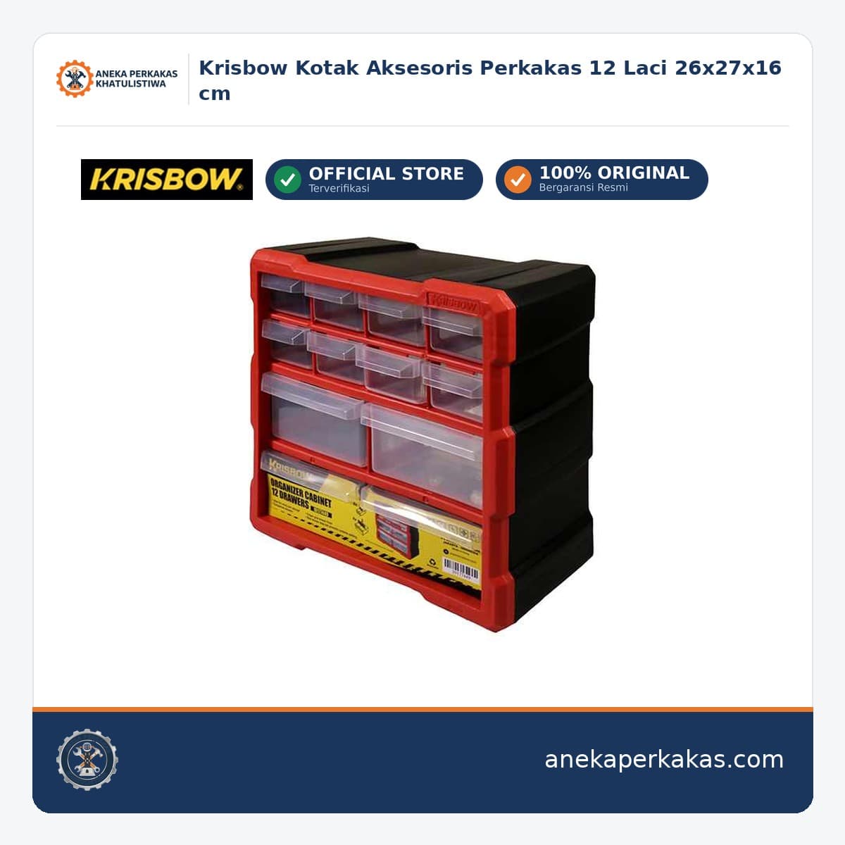 Krisbow Kotak Aksesoris Perkakas 12 Laci 26x27x16 cm
