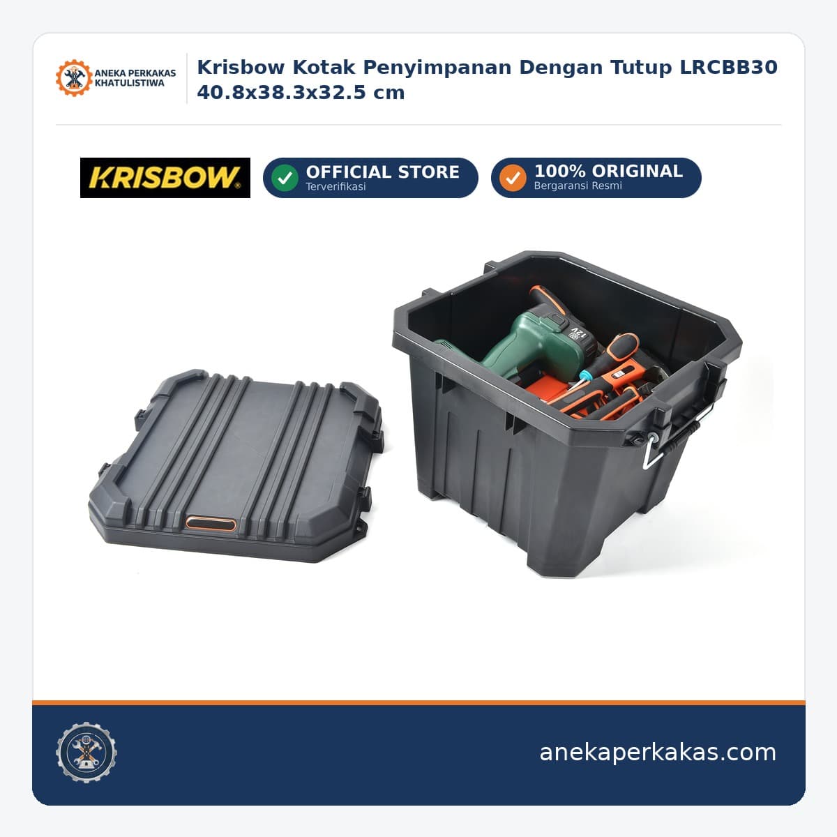 Krisbow Kotak Penyimpanan Dengan Tutup LRCBB30 40.8x38.3x32.5 cm