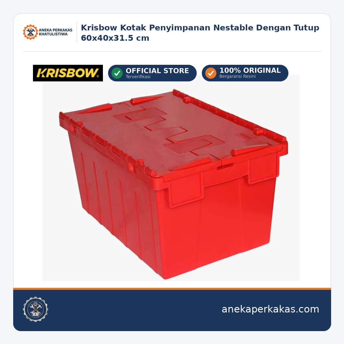 Krisbow Kotak Penyimpanan Nestable Dengan Tutup 60x40x31.5 cm