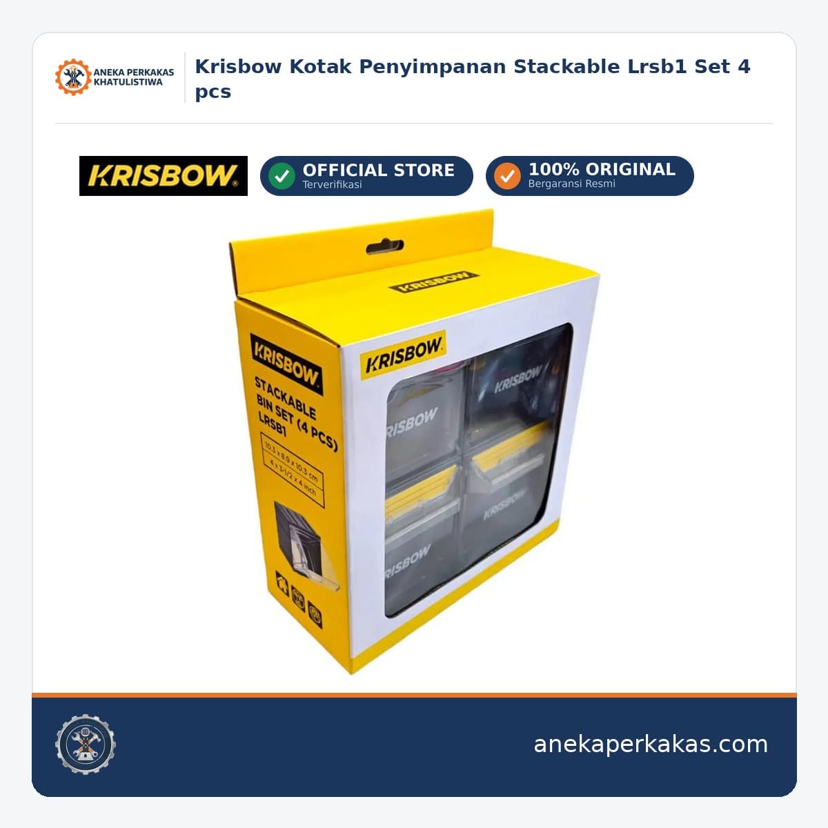 Krisbow Kotak Penyimpanan Stackable Lrsb1 Set 4 pcs