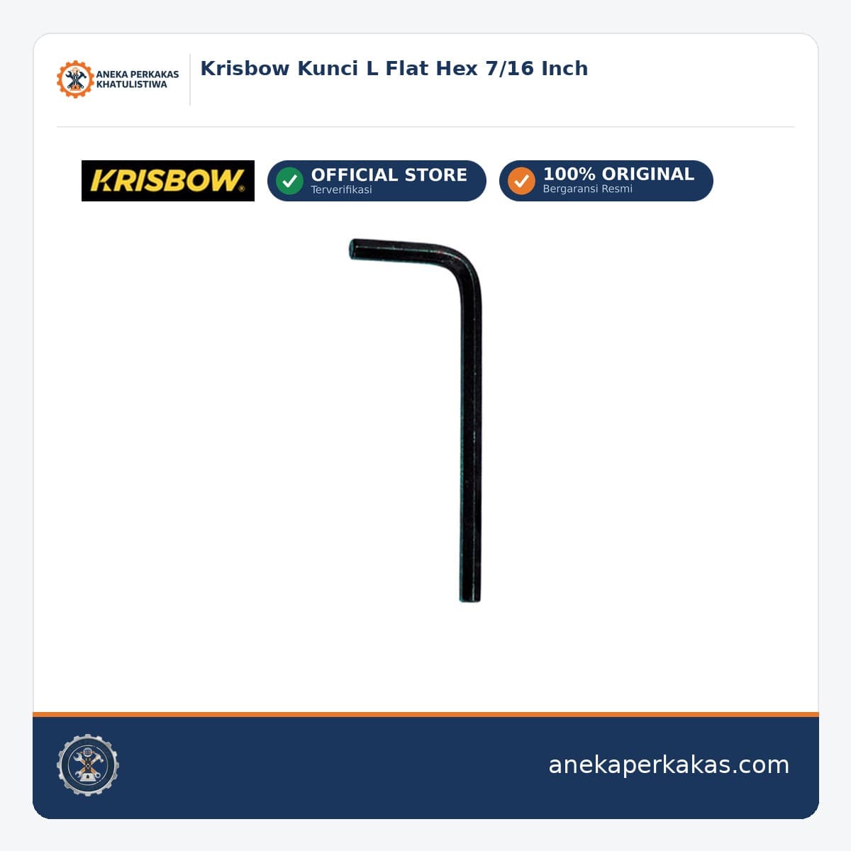 Krisbow Kunci L Flat Hex 7/16 Inch