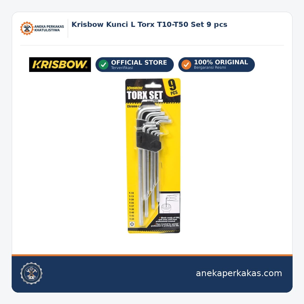 Krisbow Kunci L Torx T10-T50 Set 9 pcs