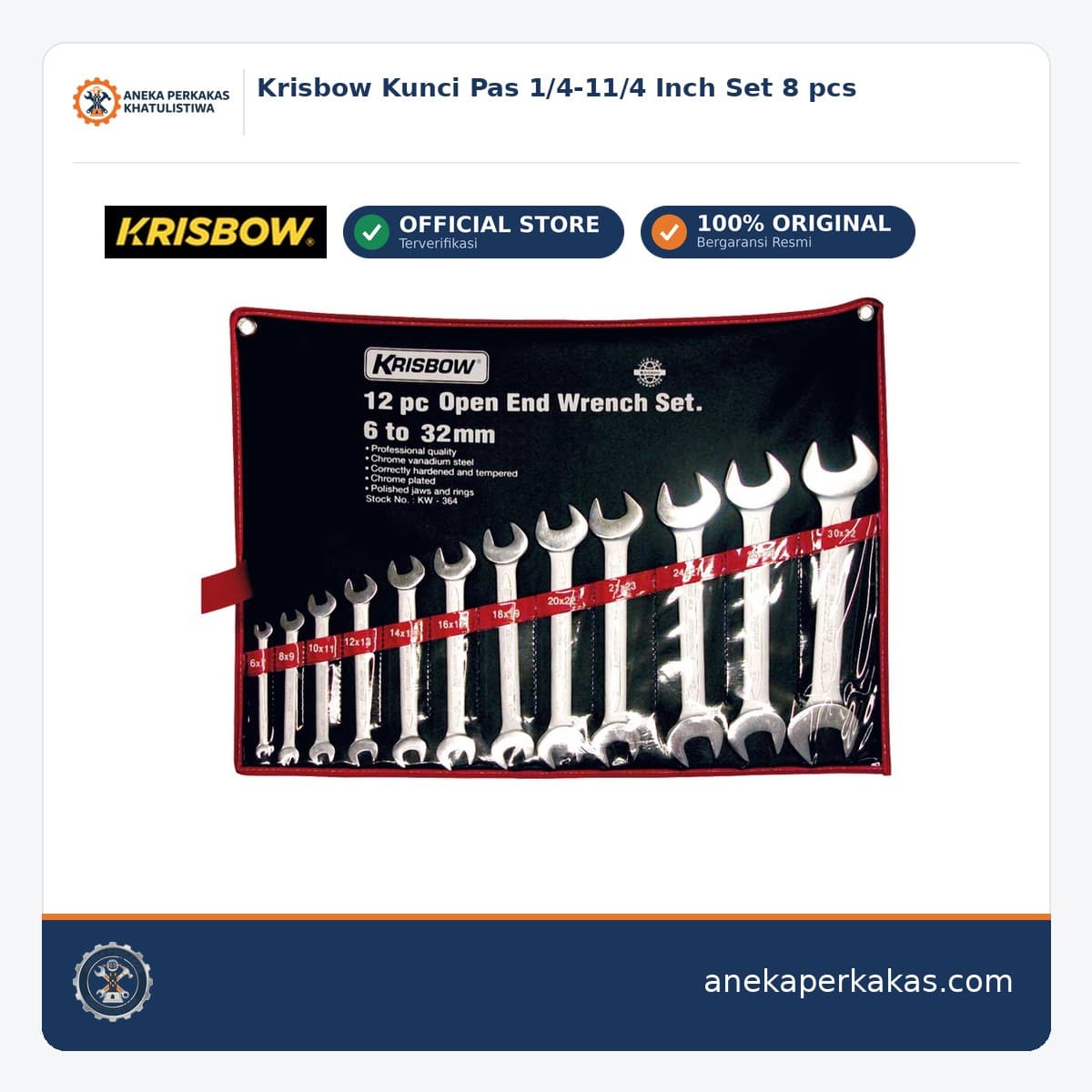 Krisbow Kunci Pas 1/4-11/4 Inch Set 8 pcs