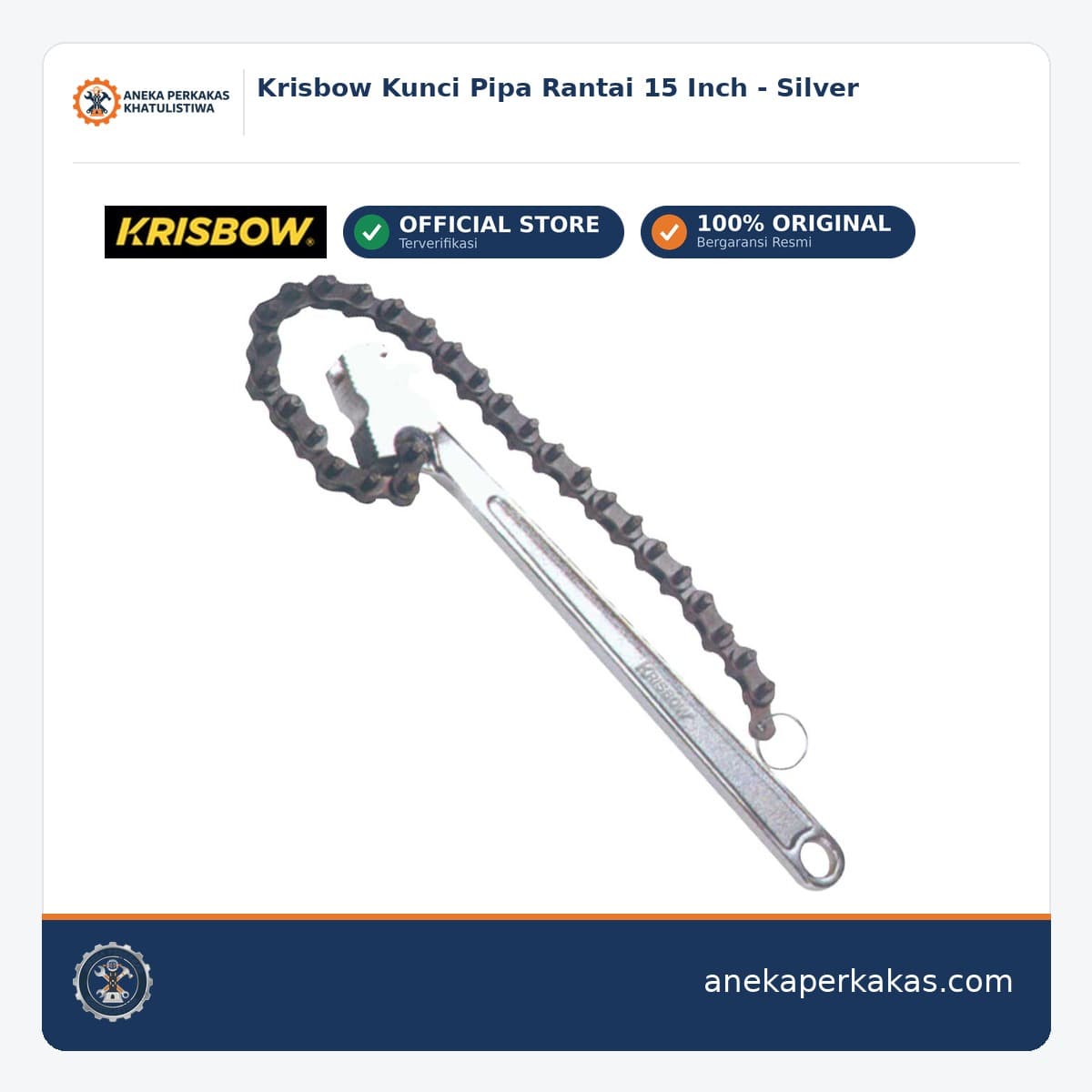 Krisbow Kunci Pipa Rantai 15 Inch - Silver