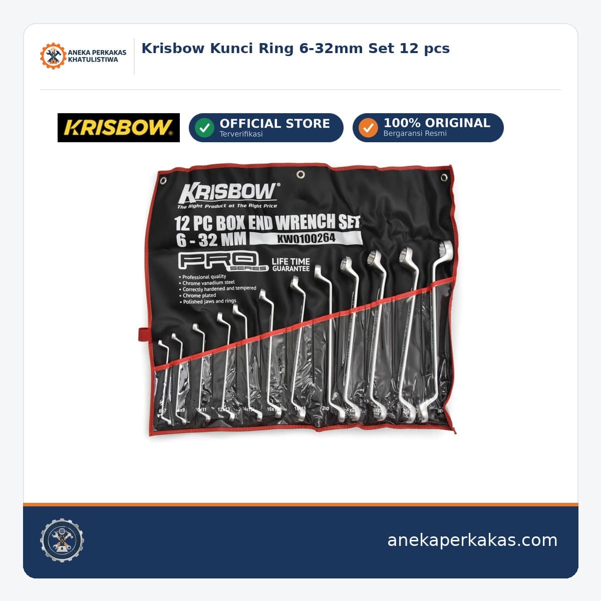 Krisbow Kunci Ring 6-32mm Set 12 pcs