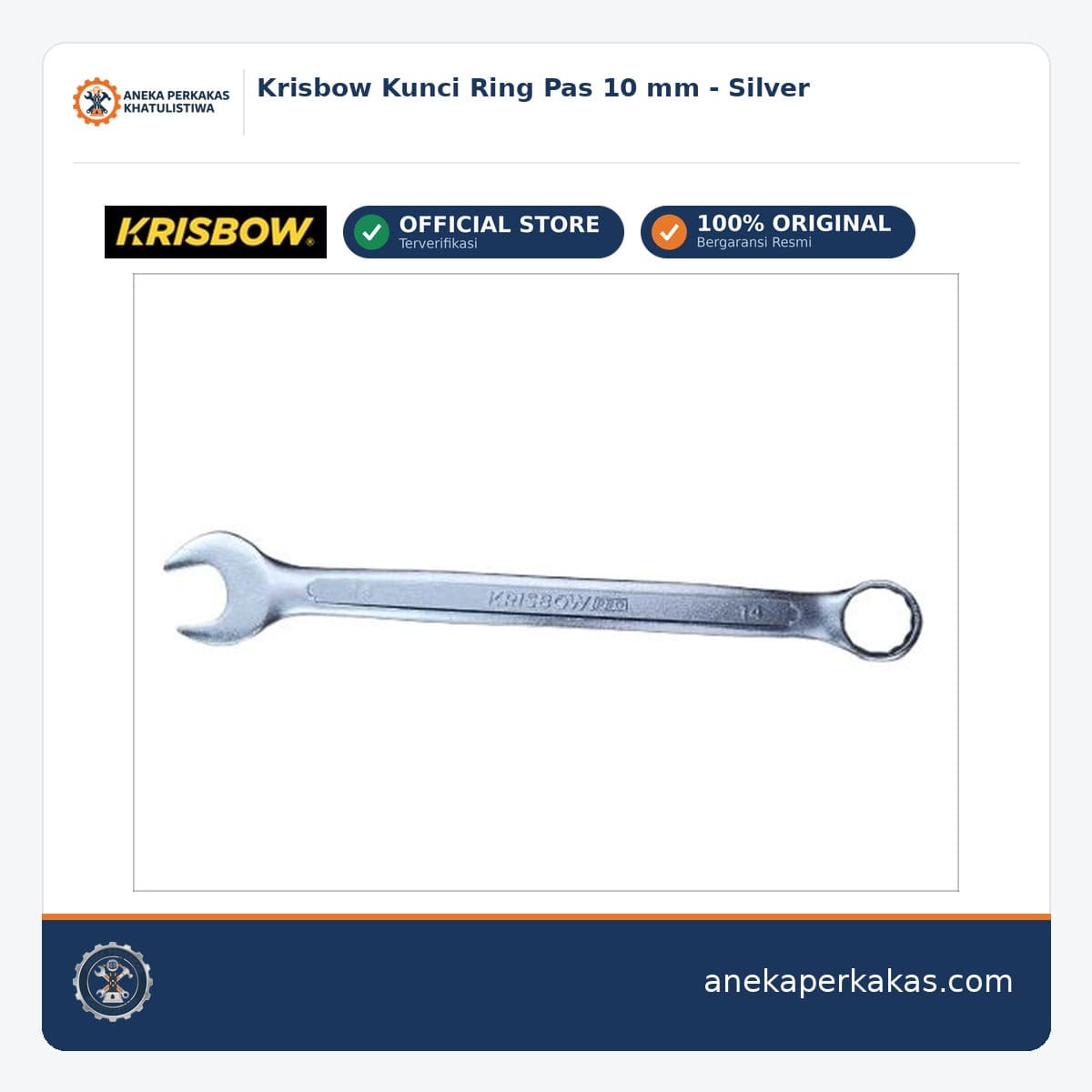 Krisbow Kunci Ring Pas 10 mm - Silver