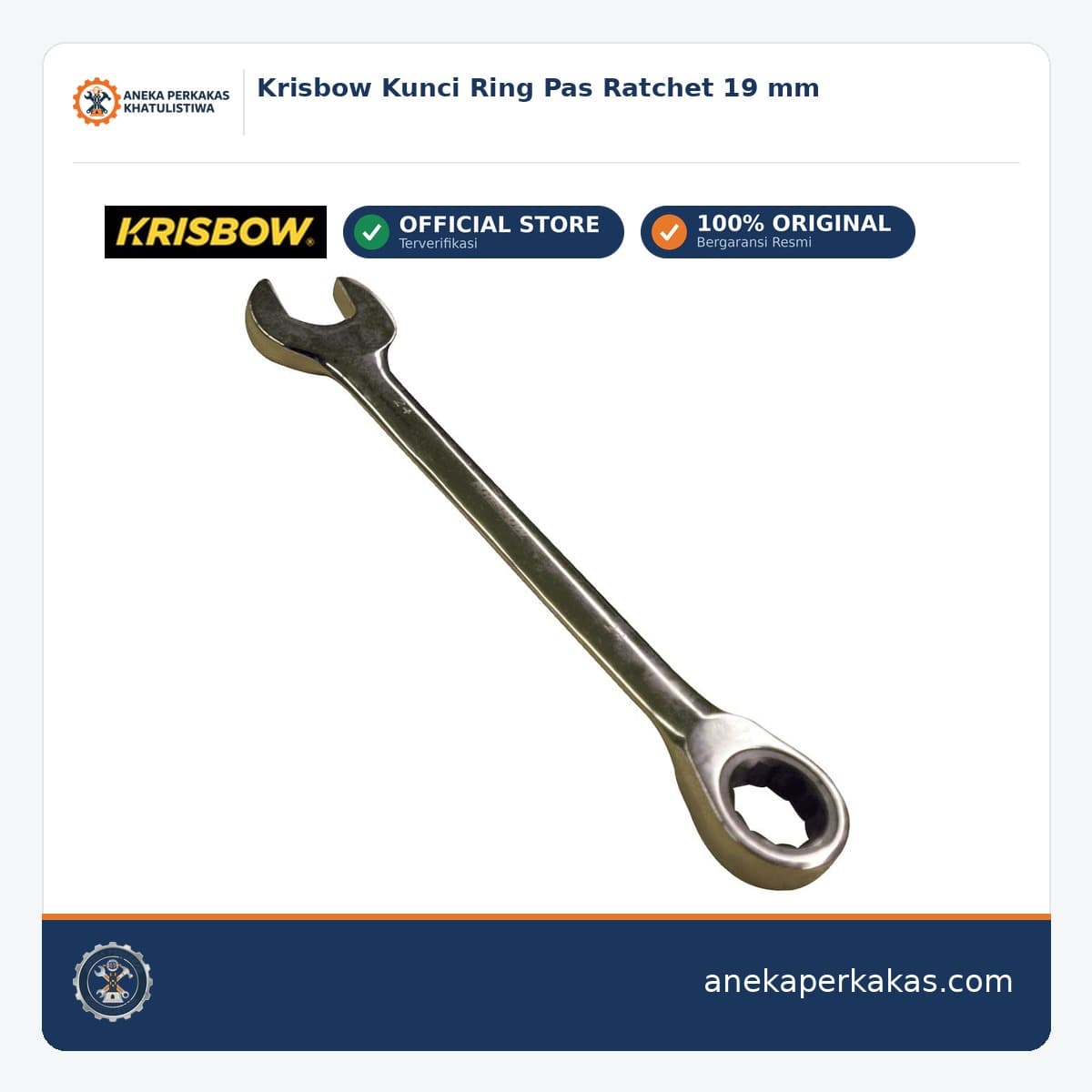 Krisbow Kunci Ring Pas Ratchet 19 mm