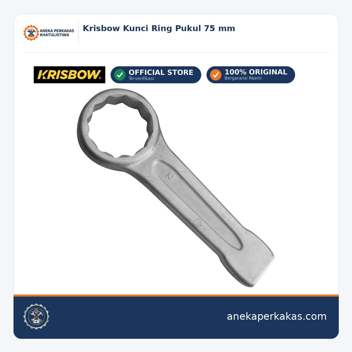Krisbow Kunci Ring Pukul 75 mm