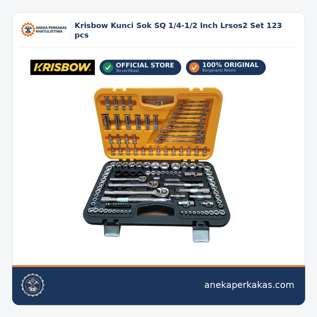 Krisbow Kunci Sok SQ 1/4-1/2 Inch Lrsos2 Set 123 pcs