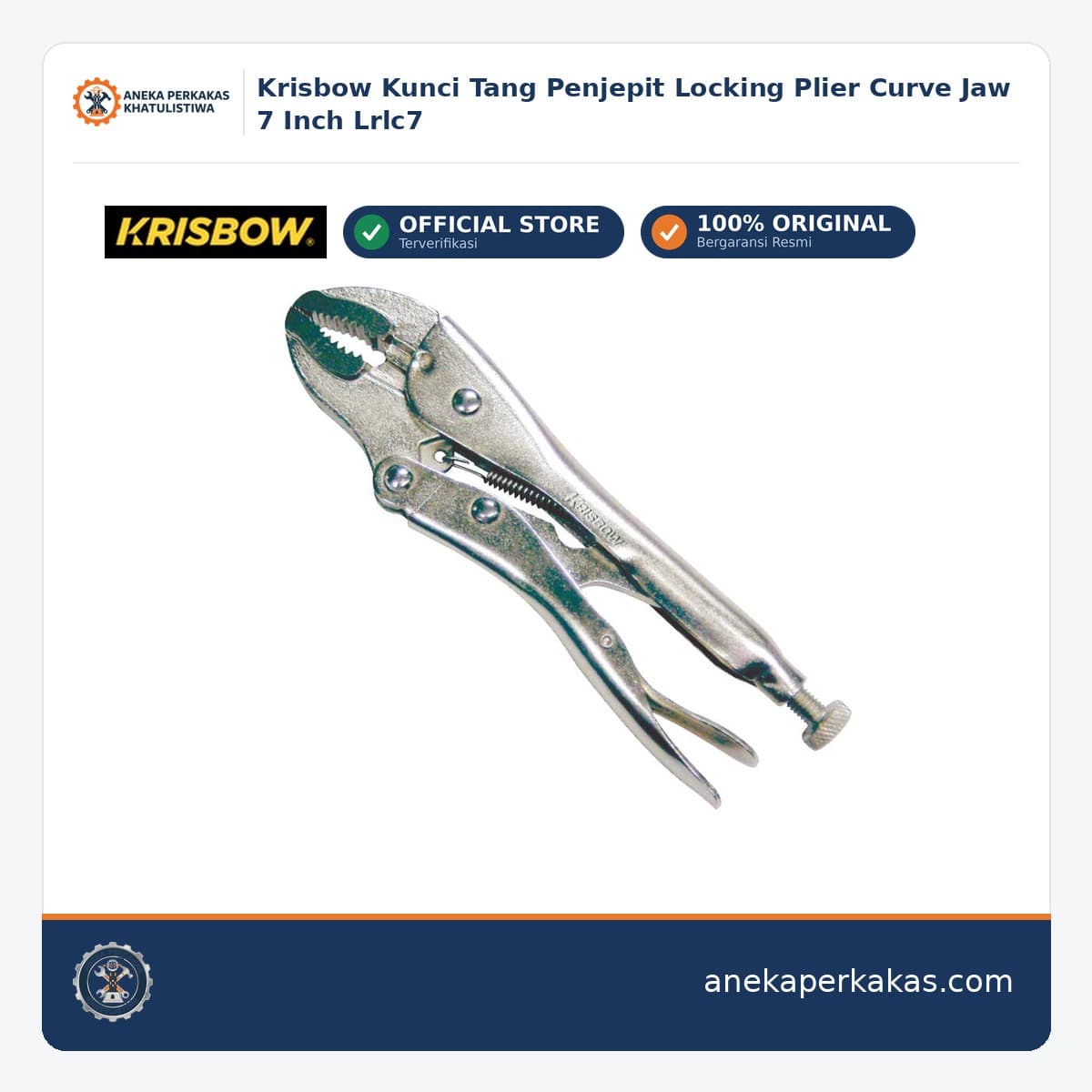 Krisbow Kunci Tang Penjepit Locking Plier Curve Jaw 7 Inch Lrlc7