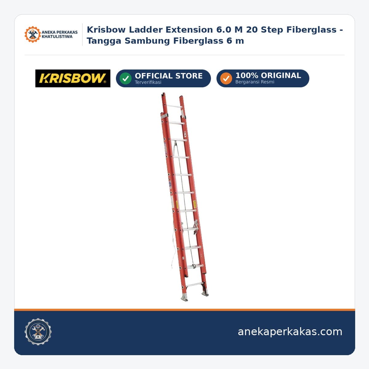 Krisbow Ladder Extension 6.0 M 20 Step Fiberglass - Tangga Sambung Fiberglass 6 m