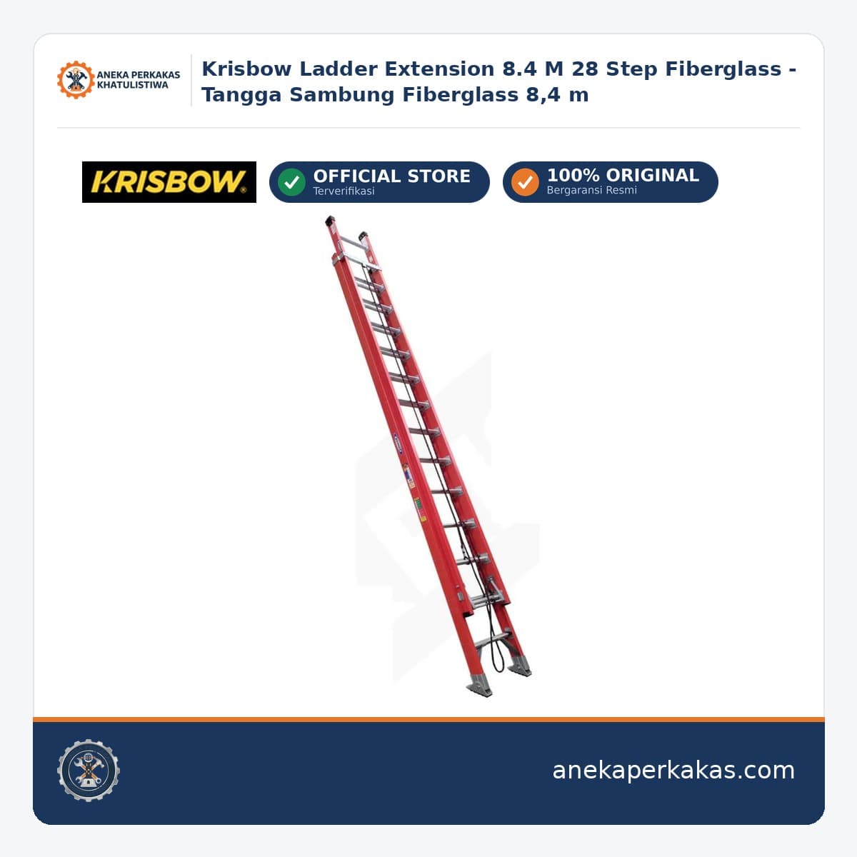 Krisbow Ladder Extension 8.4 M 28 Step Fiberglass - Tangga Sambung Fiberglass 8,4 m