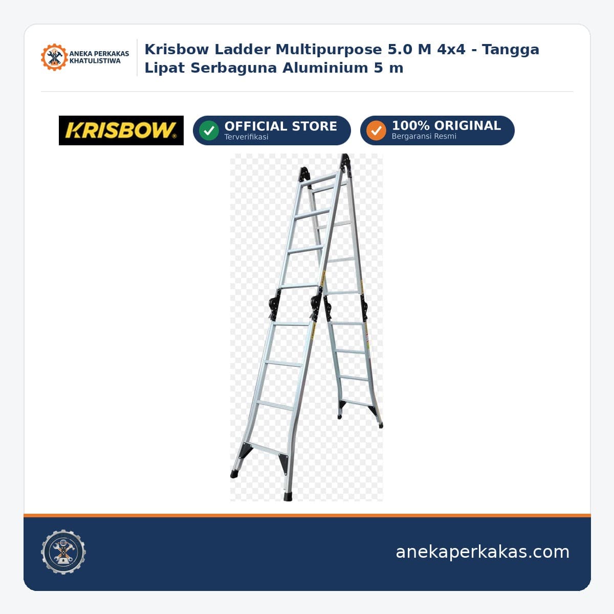Krisbow Ladder Multipurpose 5.0 M 4x4 - Tangga Lipat Serbaguna Aluminium 5 m