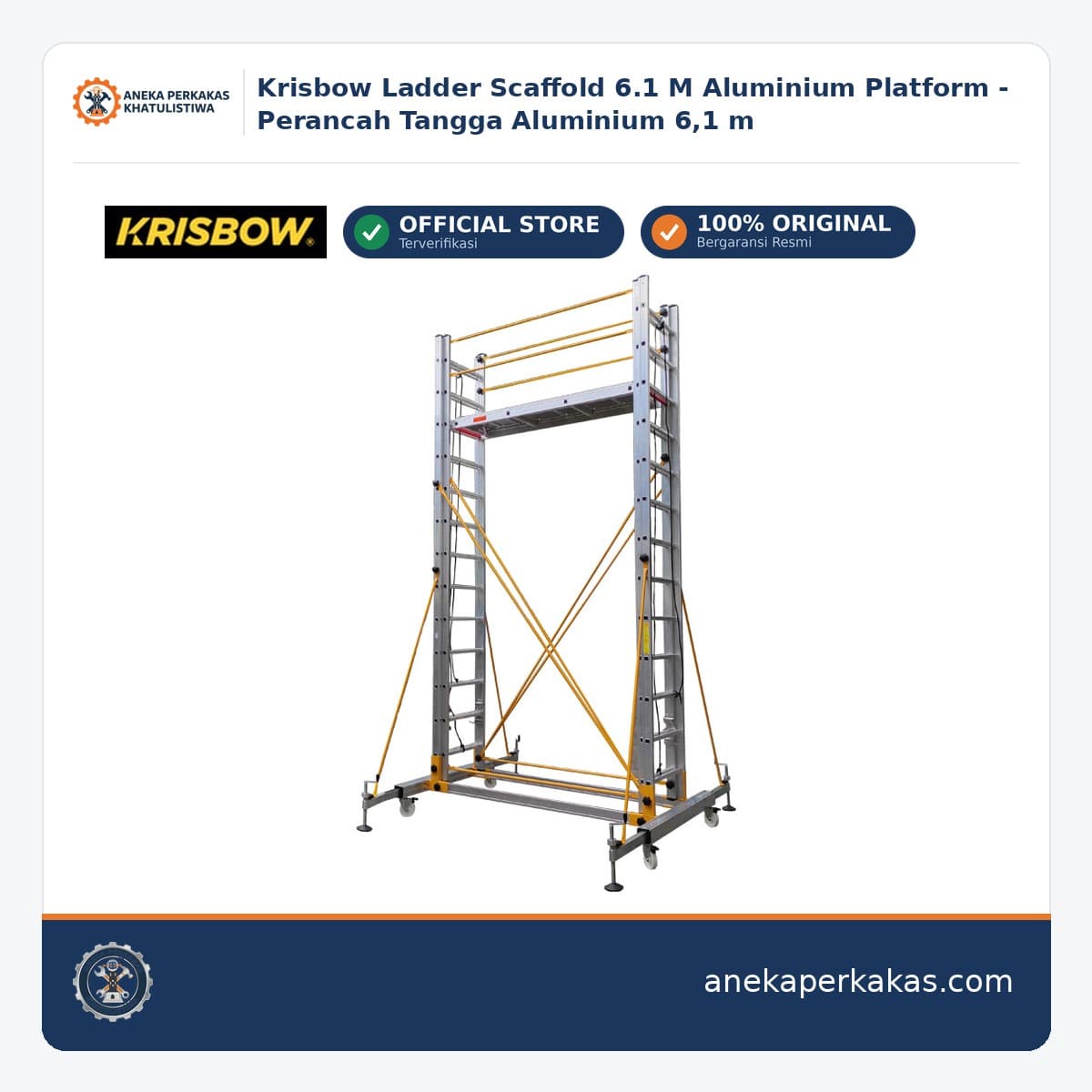 Krisbow Ladder Scaffold 6.1 M Aluminium Platform - Perancah Tangga Aluminium 6,1 m