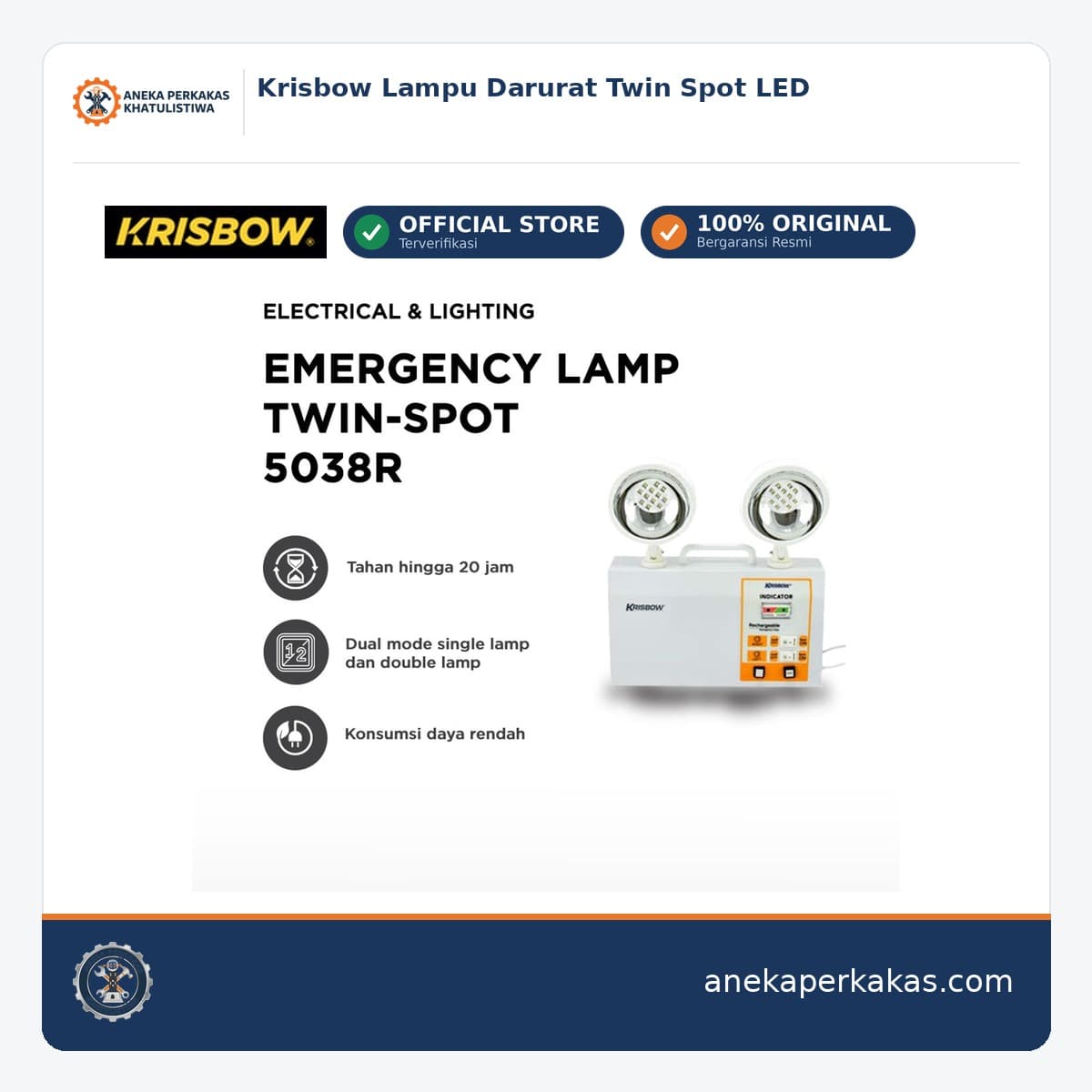 Krisbow Lampu Darurat Twin Spot LED