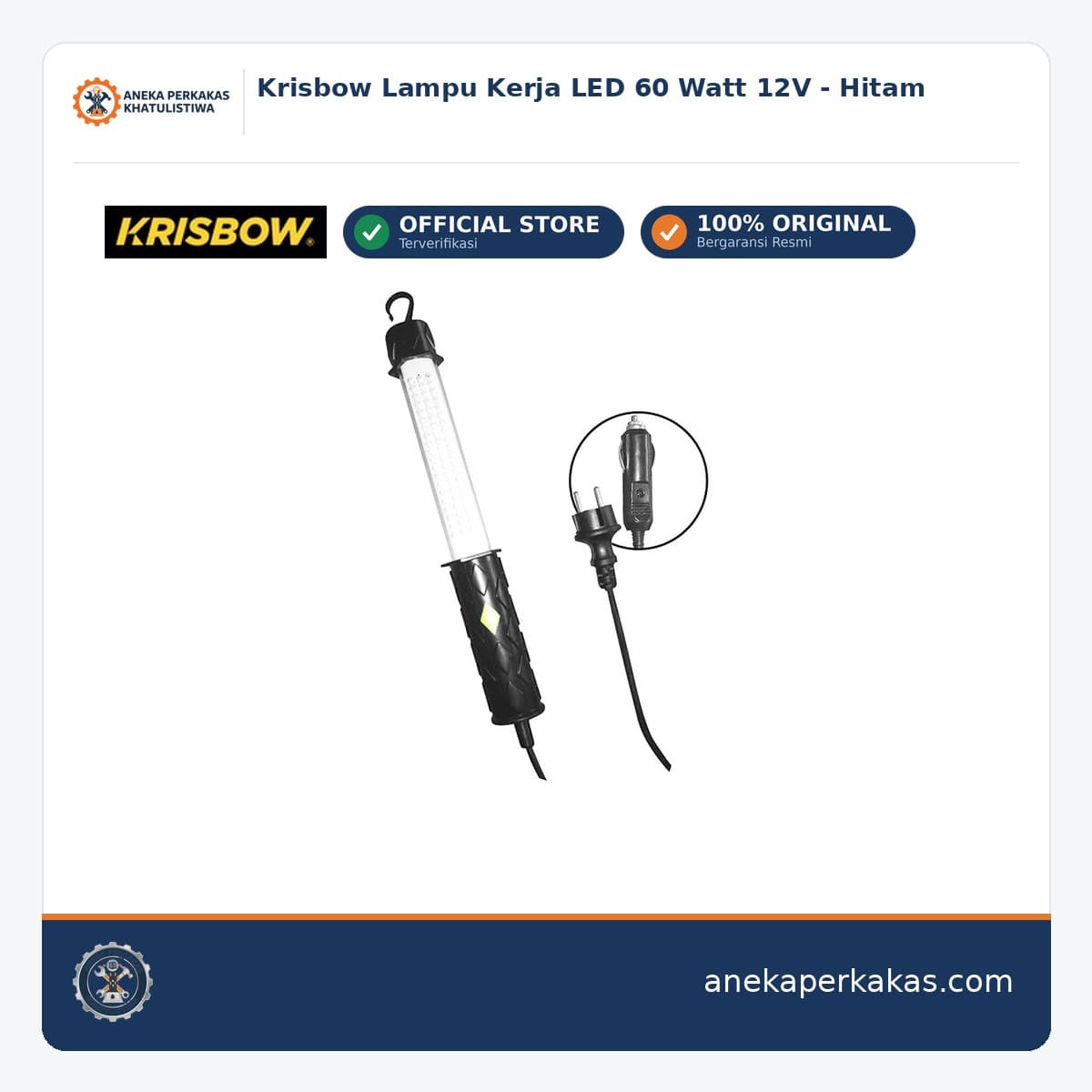Krisbow Lampu Kerja LED 60 Watt 12V - Hitam