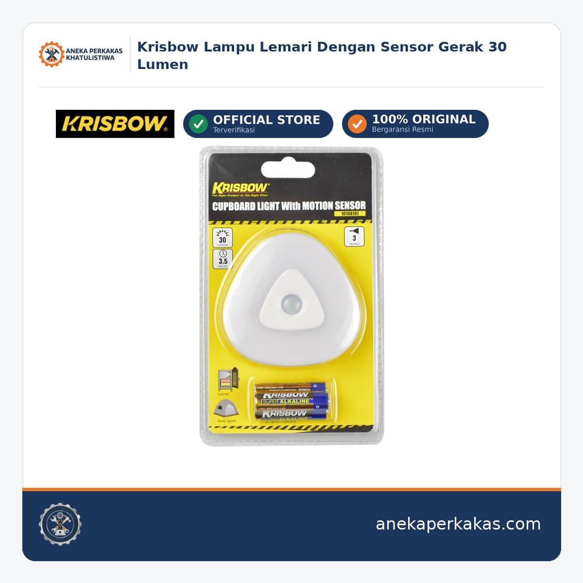 Krisbow Lampu Lemari Dengan Sensor Gerak 30 Lumen
