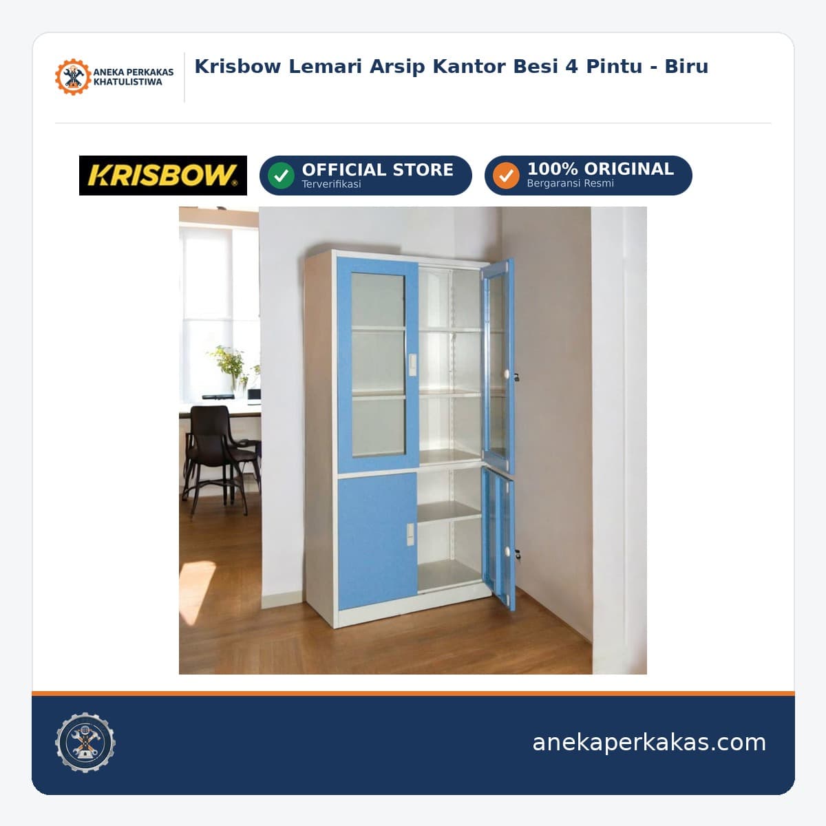 Krisbow Lemari Arsip Kantor Besi 4 Pintu - Biru