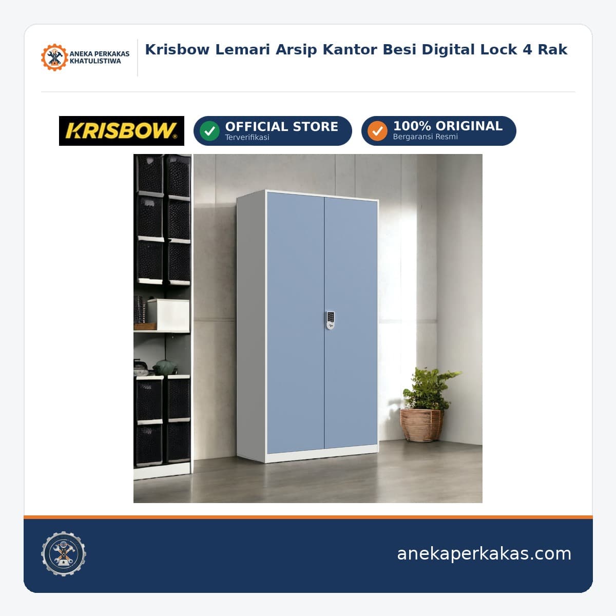 Krisbow Lemari Arsip Kantor Besi Digital Lock 4 Rak