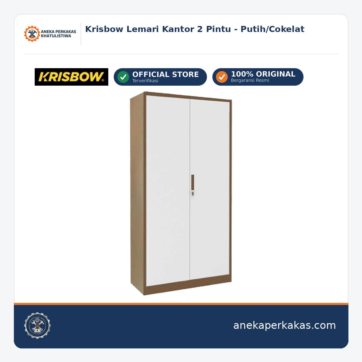 Krisbow Lemari Kantor 2 Pintu - Putih/Cokelat