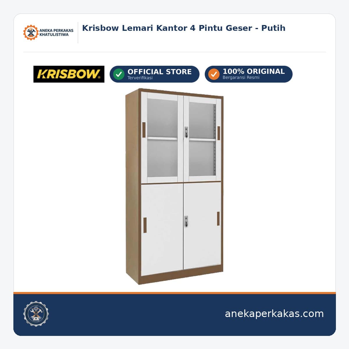 Krisbow Lemari Kantor 4 Pintu Geser - Putih
