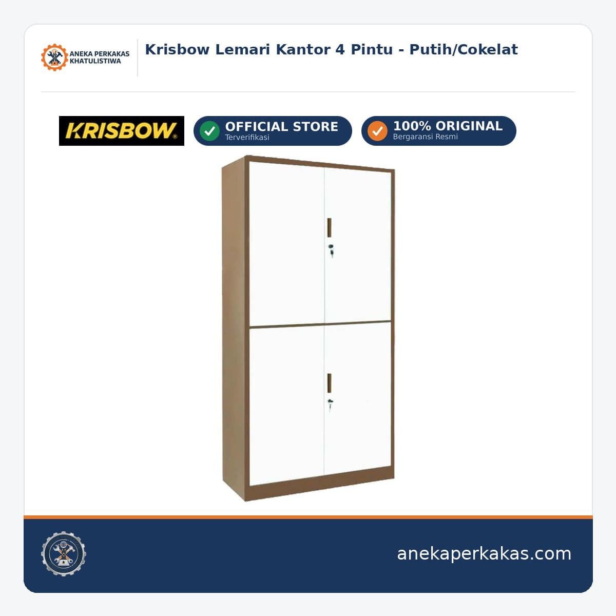 Krisbow Lemari Kantor 4 Pintu - Putih/Cokelat