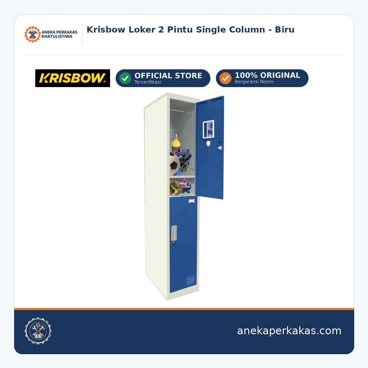 Krisbow Loker 2 Pintu Single Column - Biru