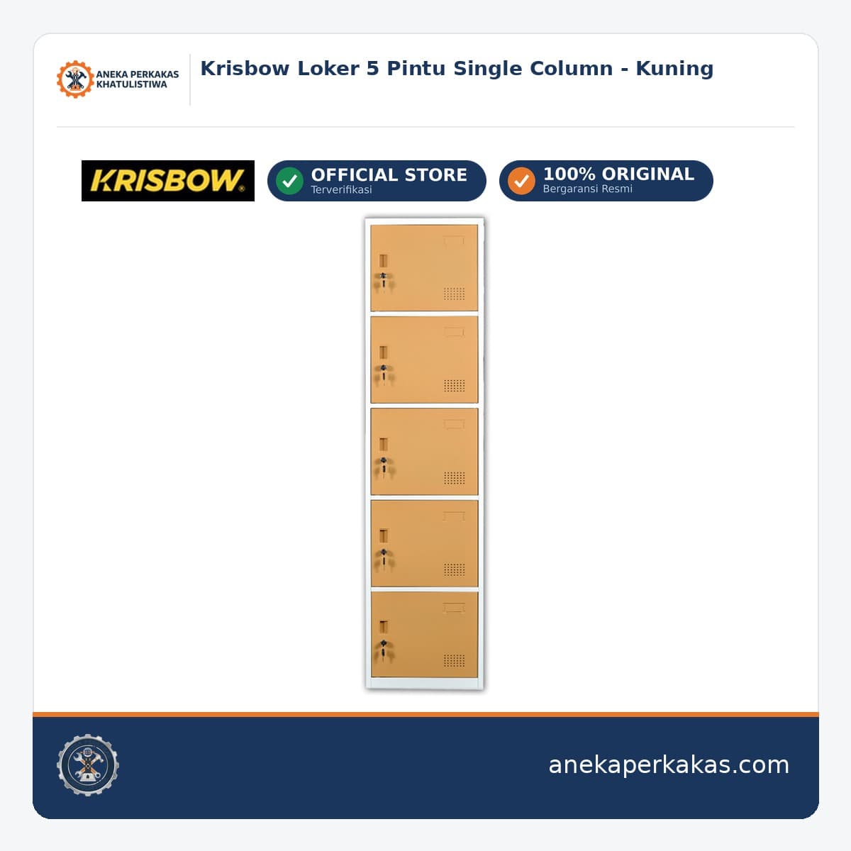 Krisbow Loker 5 Pintu Single Column - Kuning
