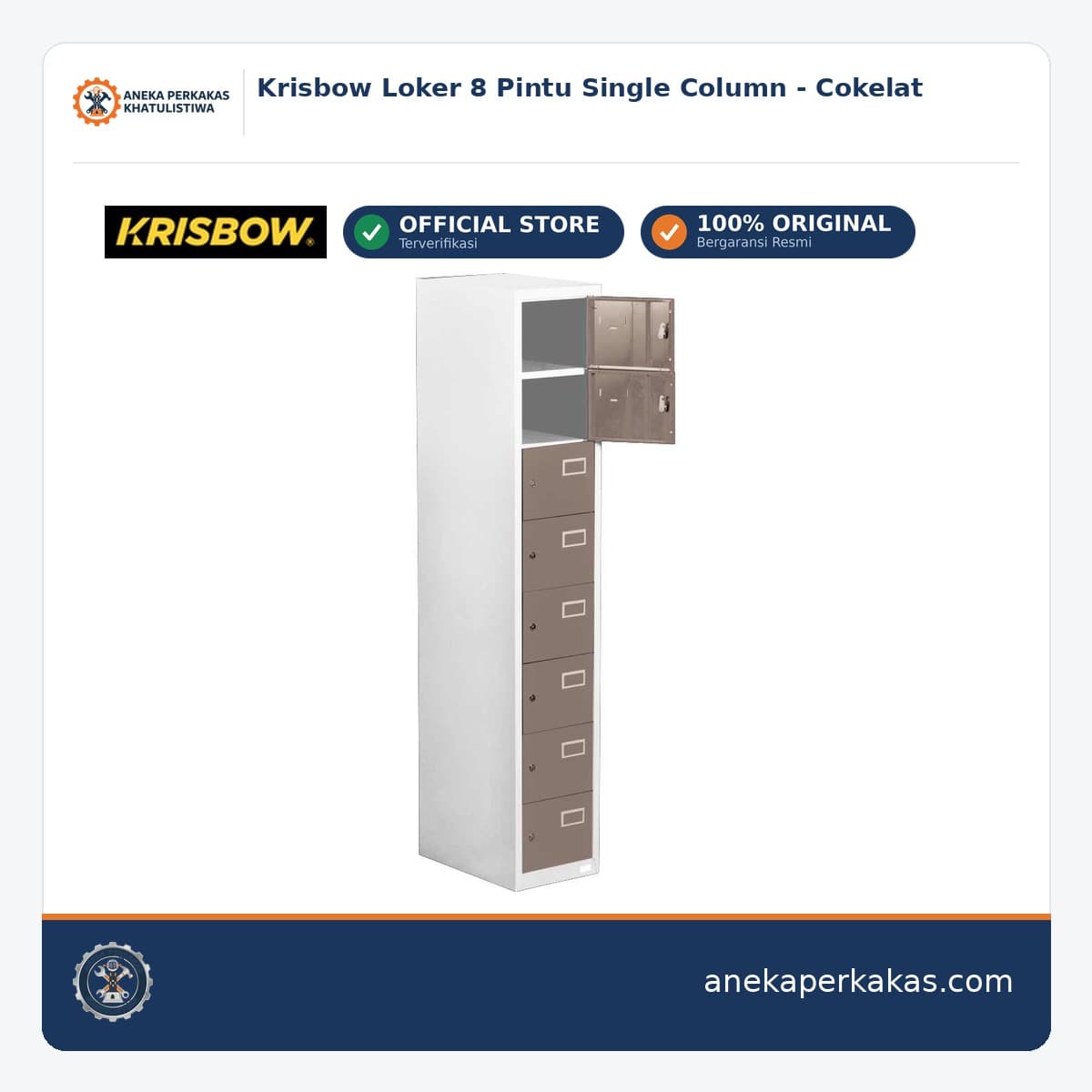 Krisbow Loker 8 Pintu Single Column - Cokelat