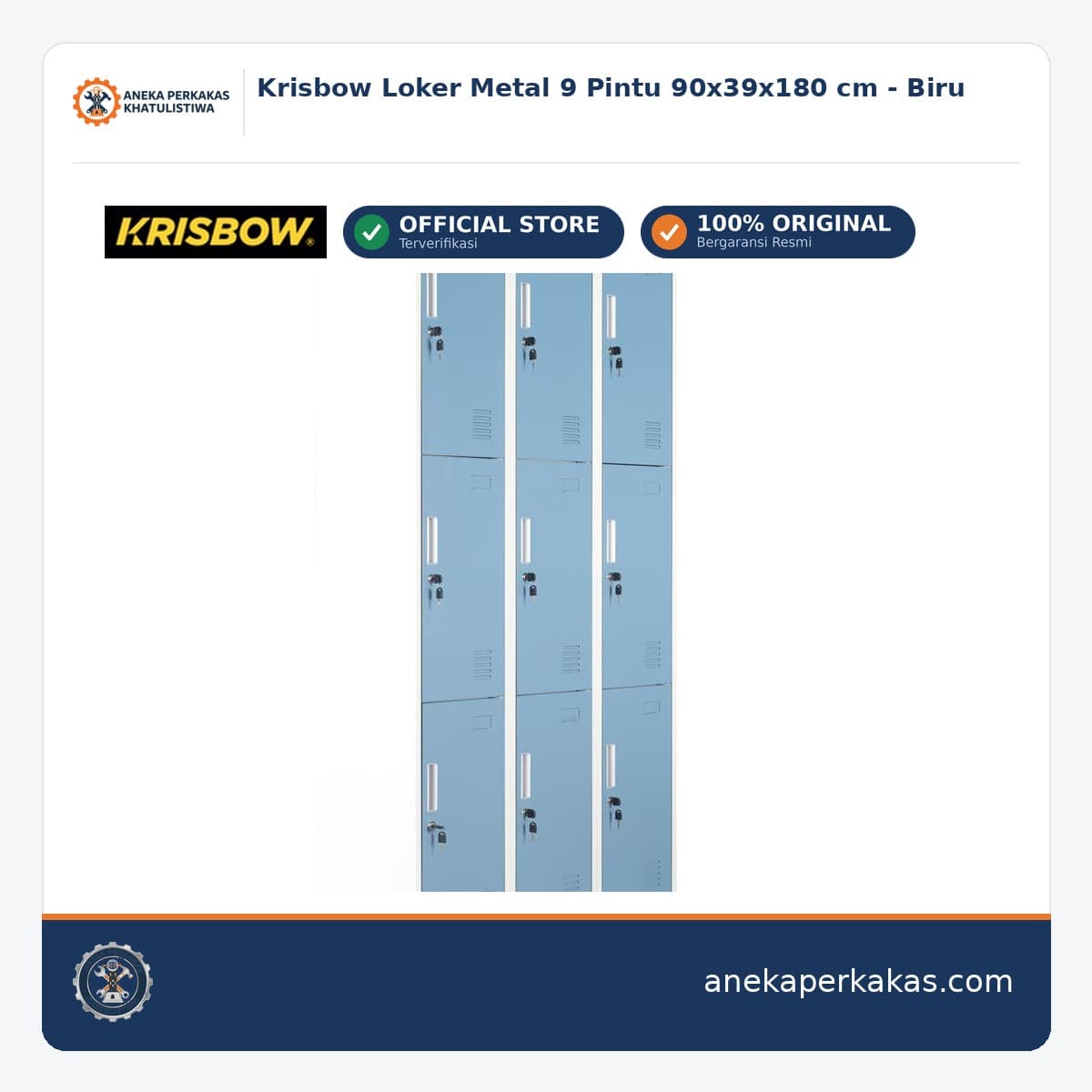 Krisbow Loker Metal 9 Pintu 90x39x180 cm - Biru