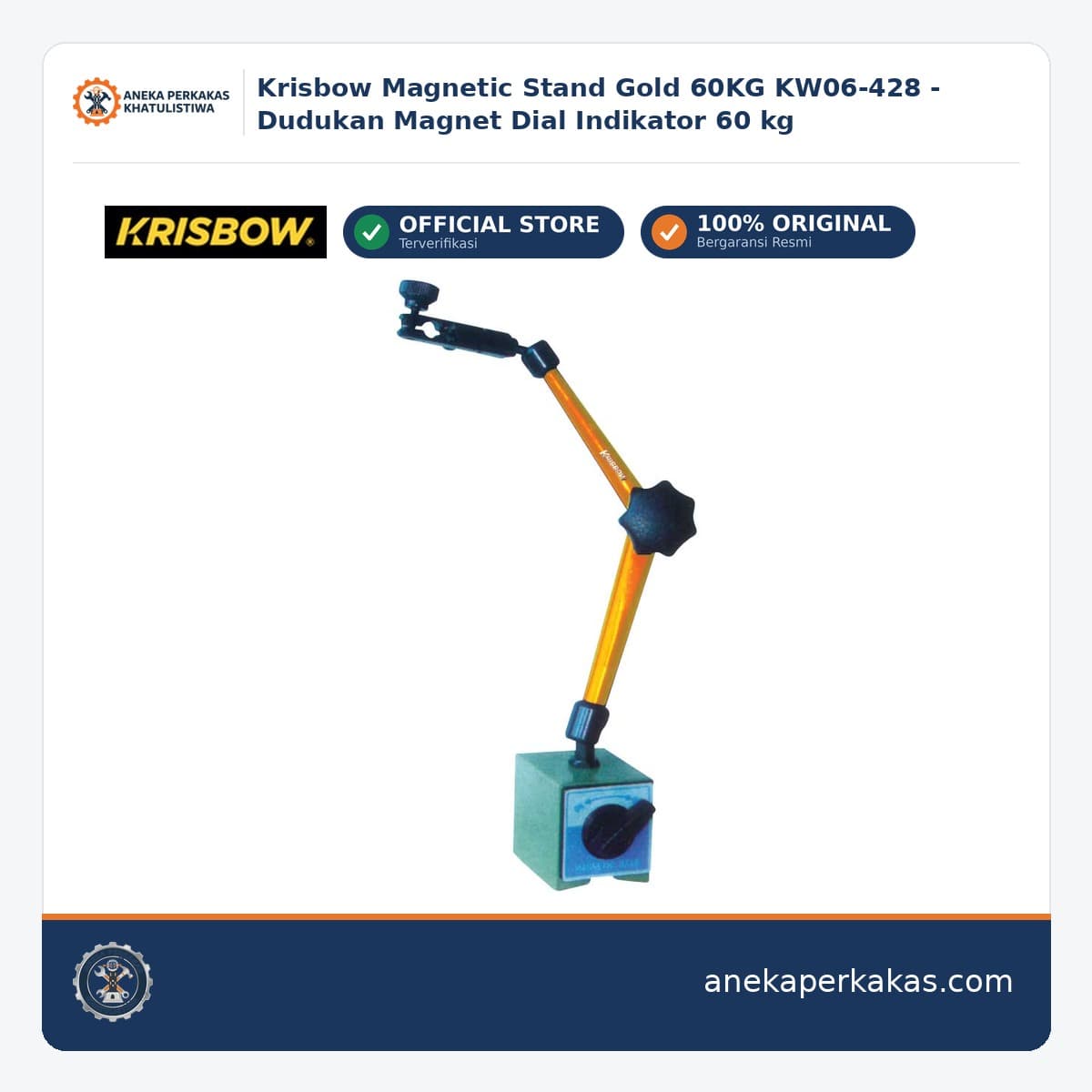 Krisbow Magnetic Stand Gold 60KG KW06-428 - Dudukan Magnet Dial Indikator 60 kg