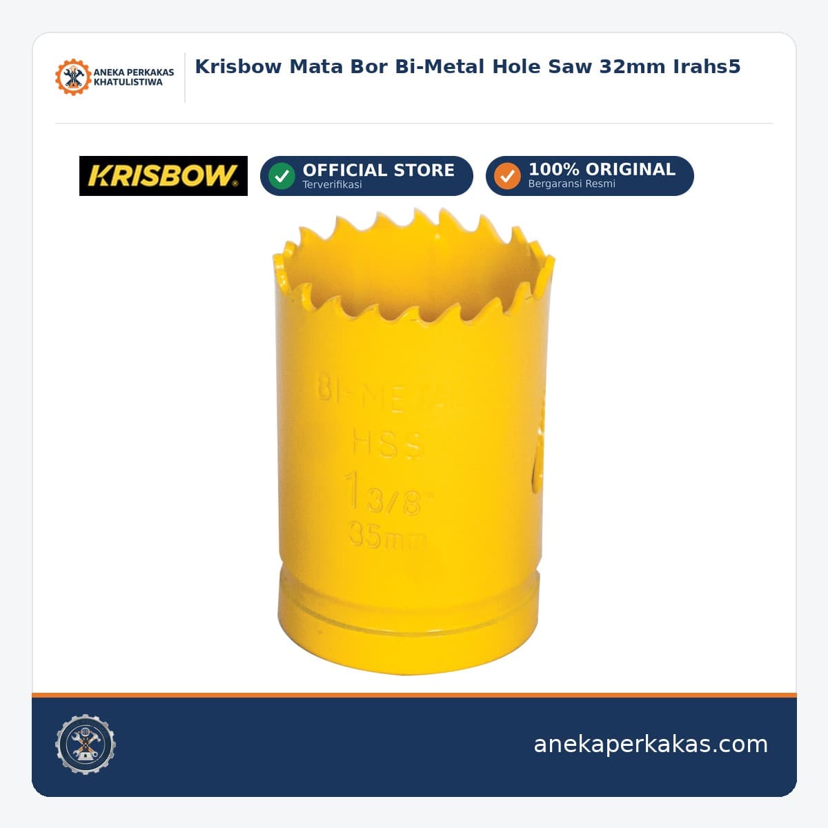 Krisbow Mata Bor Bi-Metal Hole Saw 32mm Irahs5