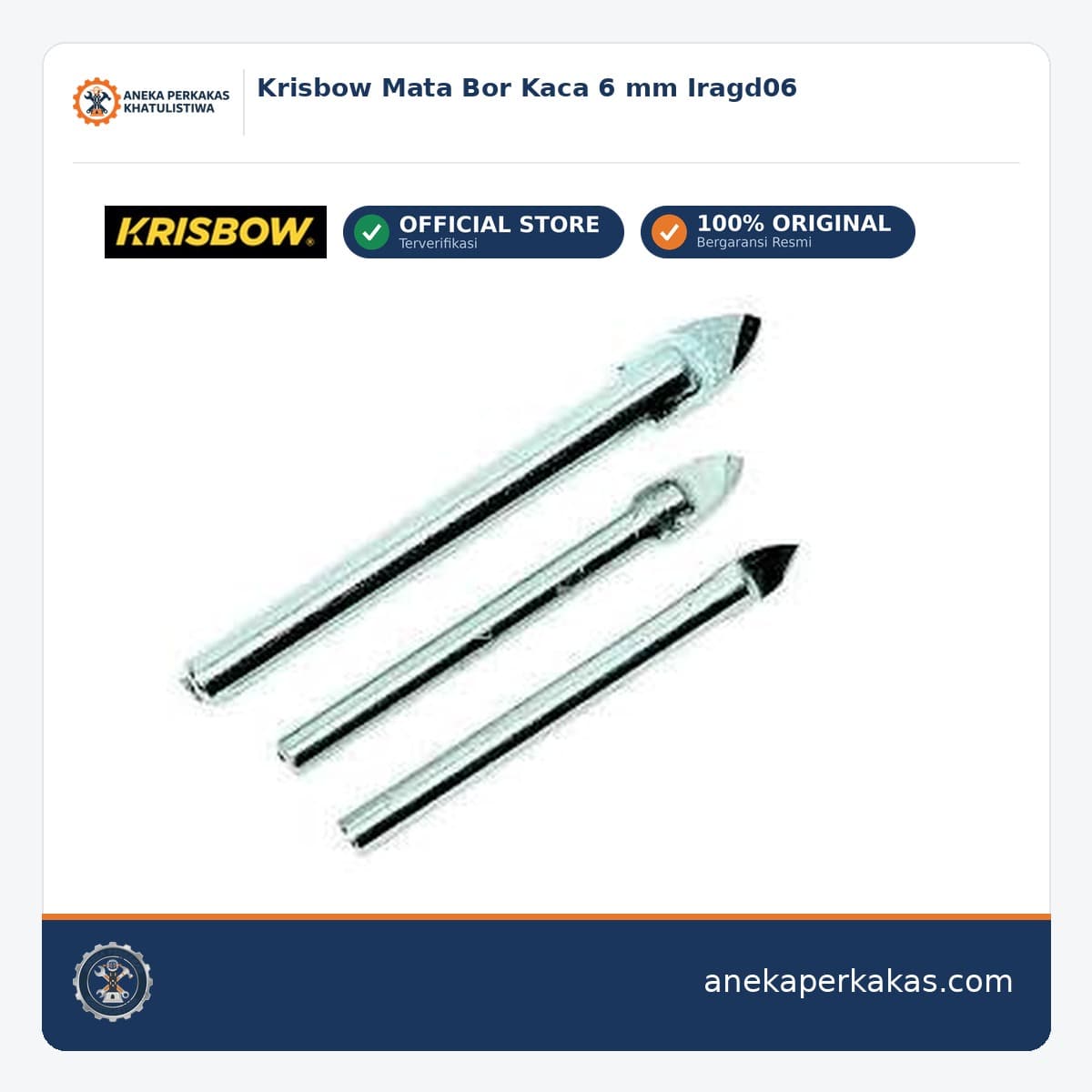 Krisbow Mata Bor Kaca 6 mm Iragd06