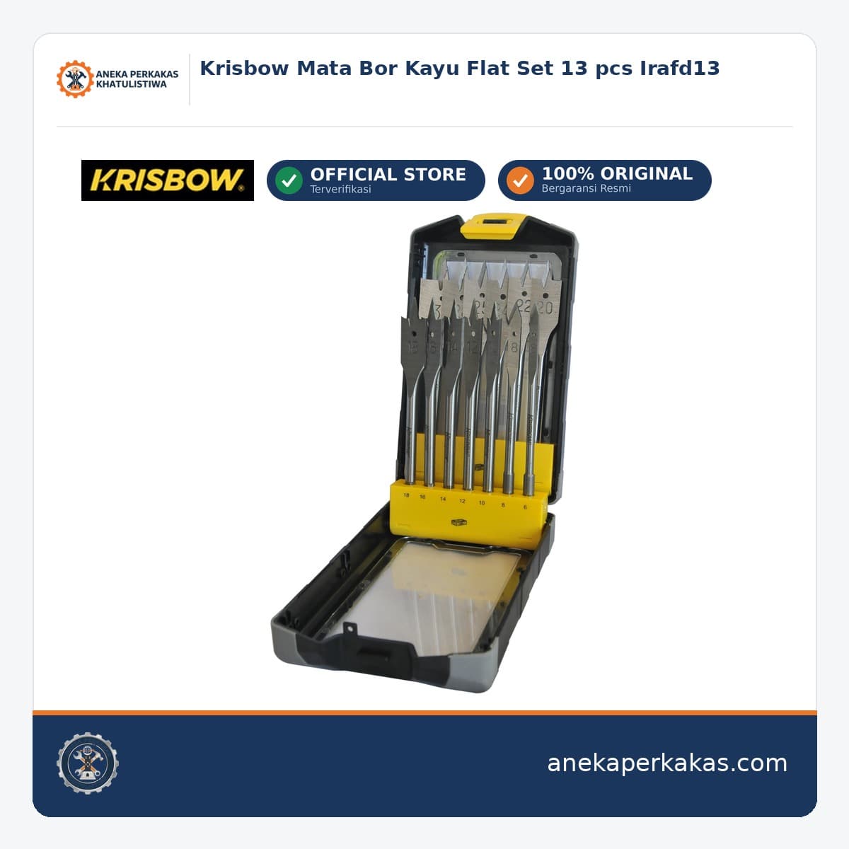 Krisbow Mata Bor Kayu Flat Set 13 pcs Irafd13