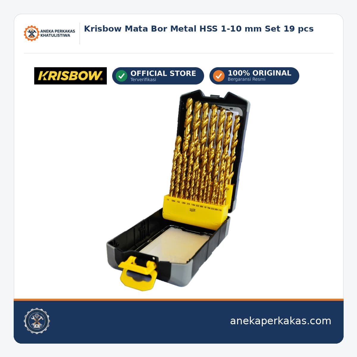 Krisbow Mata Bor Metal HSS 1-10 mm Set 19 pcs