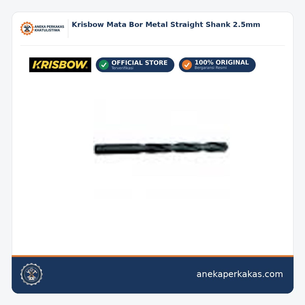 Krisbow Mata Bor Metal Straight Shank 2.5mm