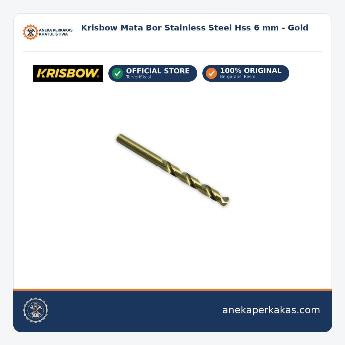 Krisbow Mata Bor Stainless Steel Hss 6 mm - Gold