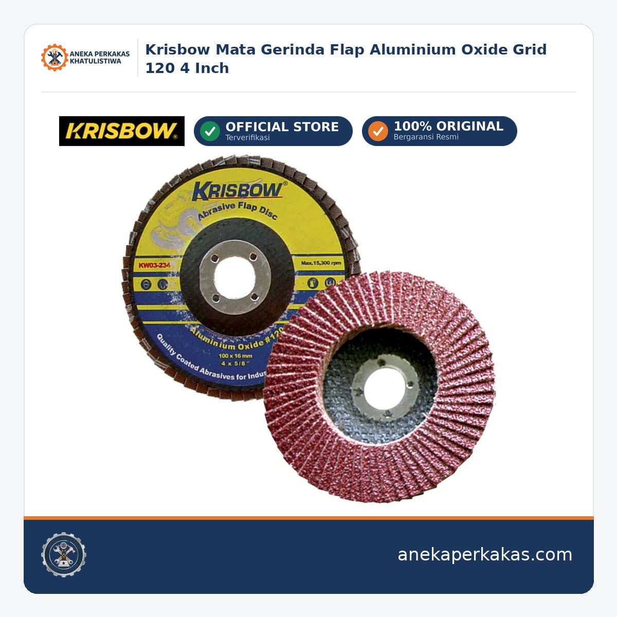Krisbow Mata Gerinda Flap Aluminium Oxide Grid 120 4 Inch