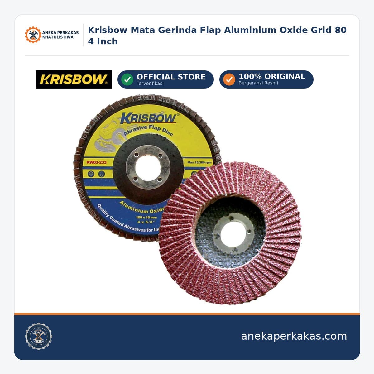 Krisbow Mata Gerinda Flap Aluminium Oxide Grid 80 4 Inch