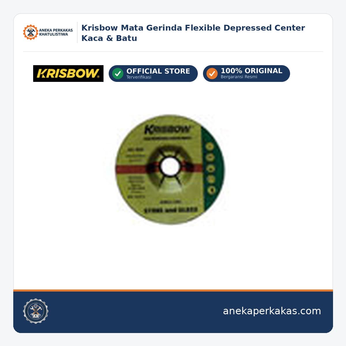 Krisbow Mata Gerinda Flexible Depressed Center Kaca & Batu