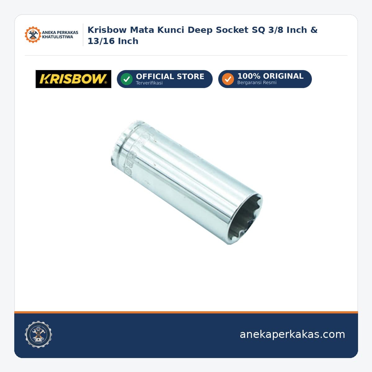 Krisbow Mata Kunci Deep Socket SQ 3/8 Inch & 13/16 Inch