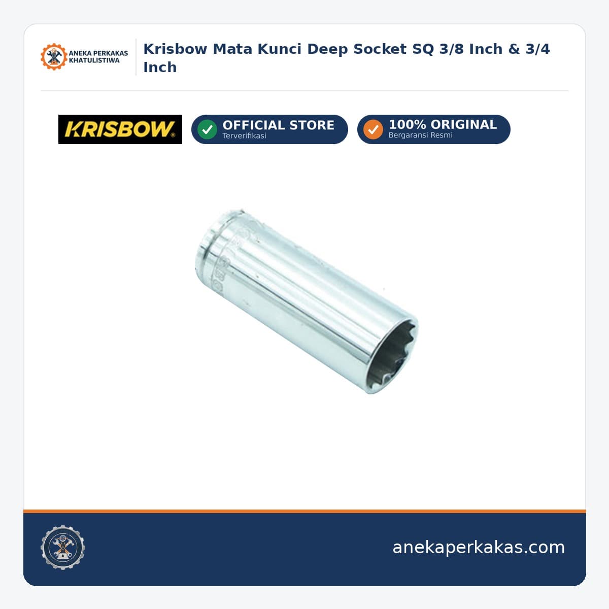Krisbow Mata Kunci Deep Socket SQ 3/8 Inch & 3/4 Inch