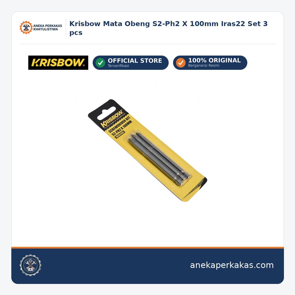 Krisbow Mata Obeng S2-Ph2 X 100mm Iras22 Set 3 pcs