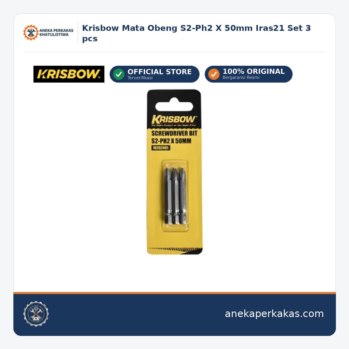 Krisbow Mata Obeng S2-Ph2 X 50mm Iras21 Set 3 pcs