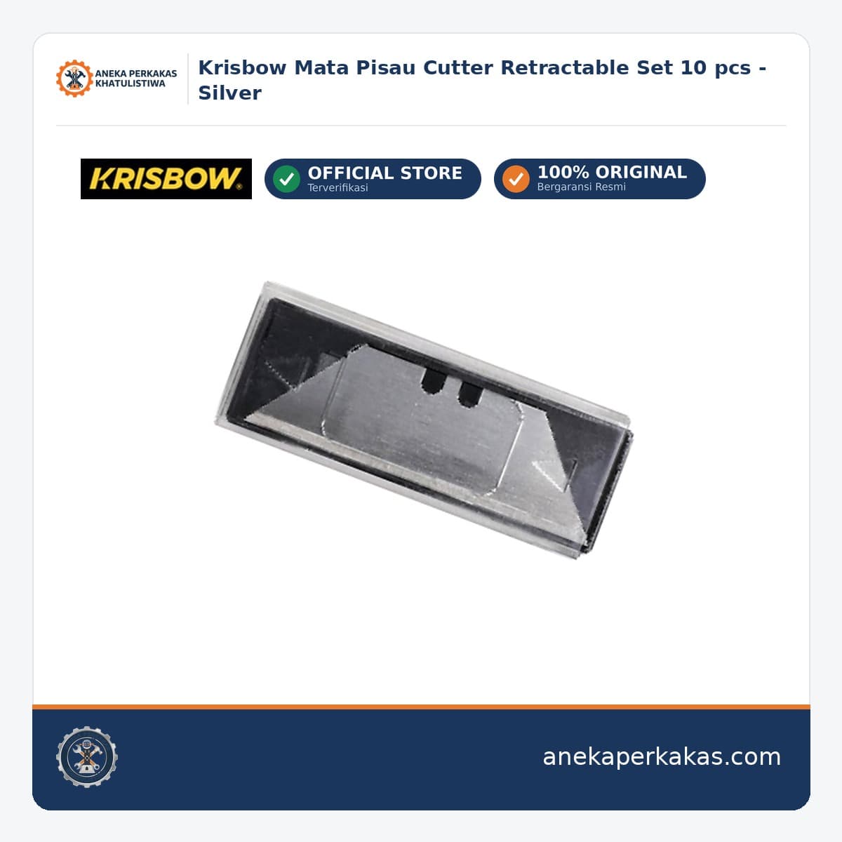 Krisbow Mata Pisau Cutter Retractable Set 10 pcs - Silver