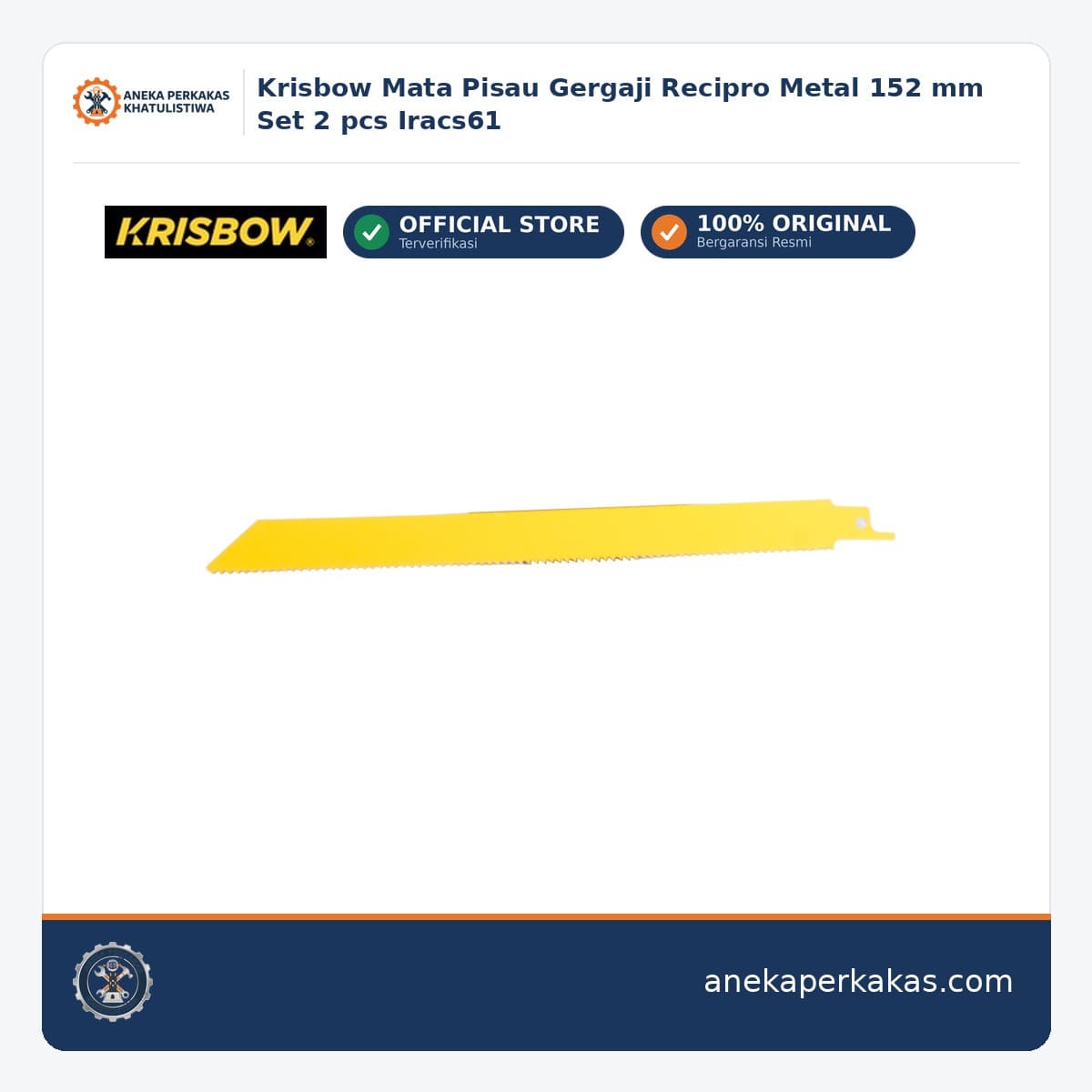 Krisbow Mata Pisau Gergaji Recipro Metal 152 mm Set 2 pcs Iracs61