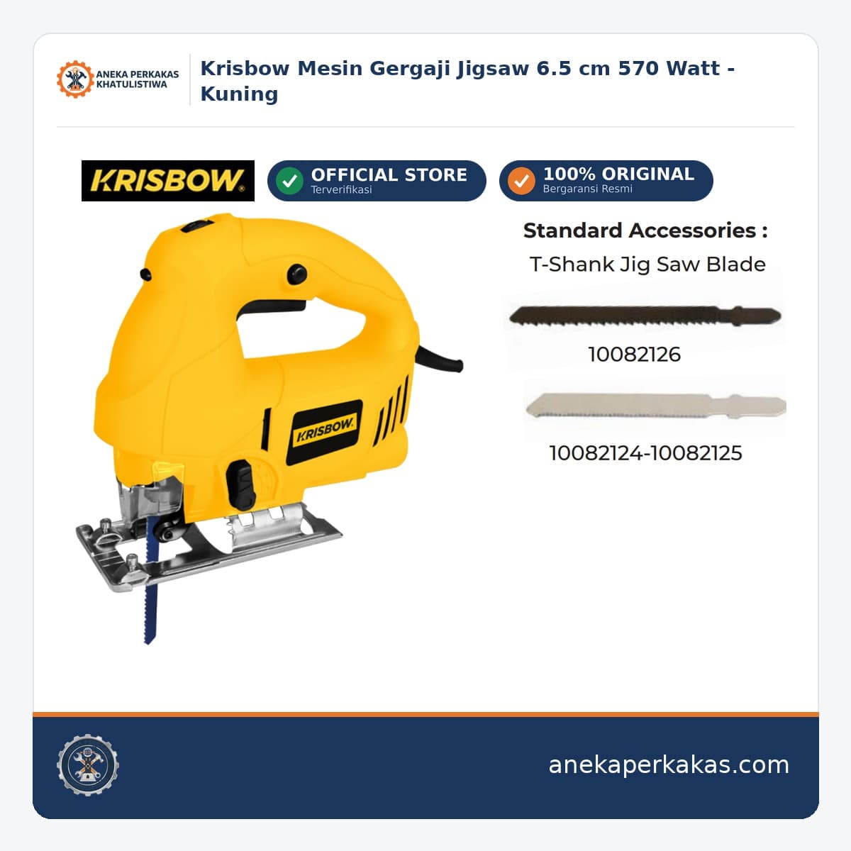 Krisbow Mesin Gergaji Jigsaw 6.5 cm 570 Watt - Kuning
