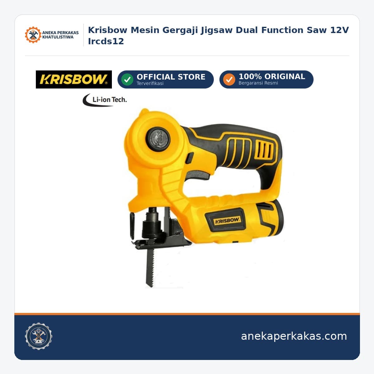 Krisbow Mesin Gergaji Jigsaw Dual Function Saw 12V Ircds12