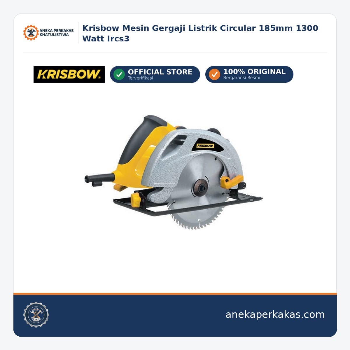 Krisbow Mesin Gergaji Listrik Circular 185mm 1300 Watt Ircs3